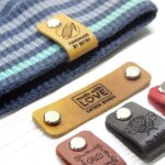 Personalized leather labels with Rivet for handmade items, Knitting beanie tags